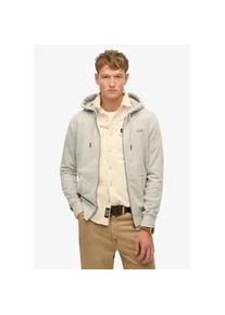 Kapuzensweatjacke Superdry "ESSENTIAL LOGO ZIP HOODIE HB", Damen, Gr. XXL, varsity grau grindle, angeraute Sweatware, Obermaterial: 100% Seide, unifarben, slim fit normal, ohne Ausschnitt, Rippb&uuml;ndchen, Sweatjacken, Baumwollmischung, slim fit