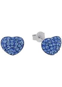 Paar Ohrstecker Amor "Herz, Trachtenschmuck, Volksfest", blau (silberfarben, blau, blau), Ohrringe, Damen, Silber 925 (Sterlingsilber), mit Kristallglas
