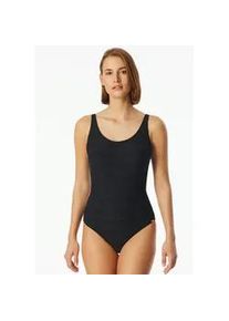 Badeanzug Schiesser "Aqua", Damen, Gr. 40, N-Gr, schwarz, Obermaterial: 82% Polyamid, 18% Elasthan, unifarben, Badeanz&uuml;ge Badeanzug, mit feiner Streifenstruktur