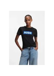 HUGO BOSS T-Shirt HUGO BLUE "Classic Tee", Damen, Gr. M, schwarz, Single Jersey, Obermaterial: 100% Baumwolle, bedruckt, unifarben, k&ouml;rpernah normal, Rundhals, abgesteppte Kante, Shirts T-Shirt, mit Rundhals, Logodruck