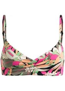 Bandeau-Bikini-Top Roxy "Printed Beach Classics", Damen, Gr. M, Cup B, anthrazit palm song s, Obermaterial:87% Nylon, 13% Elasthan;, Bikini-Oberteile