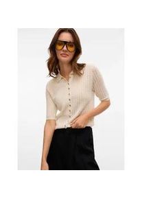 V&eacute;ro Moda Strickjacke VERO MODA "VMPANAMA 2/4 KNIT CARDIGAN VMA NOOS", Damen, Gr. XS, beige (birch), Strick, Obermaterial: 75% Polyester, 25% Polyacryl, Strukturmuster, unifarben, regular fit taillenbedeckt, Rundhals, Strickb&uuml;ndchen, Strickjacken Strickjacke, mit halbem Arm und Strickkragen