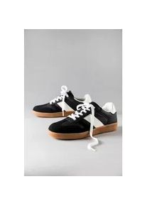 Sneaker ANISTON SHOES, Damen, Gr. 37, schwarz-wei&szlig; (schwarz, wei&szlig;), Lederimitat, Schuhe Skaterschuh Sneaker low Retrosneaker, Freizeitschuh, Halbschuh, Schn&uuml;rschuh - NEUE KOLLEKTION