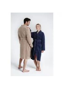 Unisex-Bademantel OTTO HOME "Lillou Kimono, ideal f&uuml;r Sauna & Spa, Hotelbademantel, Morgenmantel" Gr. XS, blau (dunkelblau), L:110cm, Microfaser, Hausm&auml;ntel, kuschelig weicher Fleece, pl&uuml;sch, f&uuml;r Damen und Herren, XS-3XL