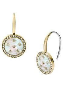 Paar Ohrhaken Fossil "Schmuck Geschenk Edelstahl JEWELRY", gold (gelbgoldfarben, edelstahlfarben, kristallwei&szlig;, perlmuttfarben, kristallwei&szlig;), Ohrringe, Damen, Edelstahl, mit Glasstein - mit Perlmutt