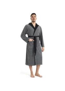 Herrenbademantel Kangaroos "Luana, ideal f&uuml;r Sauna & Spa, Hotelbademantel, Morgenmantel" Gr. L, schwarz (schwarz, grau), L:125cm, Leichtfrottier, Hausm&auml;ntel, Streifen - Bademantel f&uuml;r Herren, gestreift, S-4XL