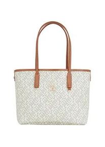 Tragetasche Tommy Hilfiger "TH MONOPLAY LEATHER MINI TOTE", Damen, Gr. B/H/T: 34cm x 21,5cm x 12cm, bunt (mint, braun), Leder, Lederimitat, Taschen, Damen Henkeltasche mit herausnehmbarer Innentasche