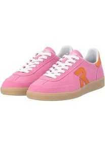 Sneaker Rieker SPORT "San Diego Swing2GO", Damen, Gr. 39, pink (pink, orange), Veloursleder, unifarben mit Farbeinsatz, Schuhe Sneaker, Retro-Sneaker, Freizeitschuh, Halbschuh mit herausnehmbarem Fu&szlig;bett