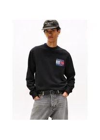 Tommy Hilfiger Sweatshirt TOMMY JEANS "TJM RWB FLAG", Herren, Gr. L, schwarz, Sweatware, Obermaterial: 100% Baumwolle, Rundhals, Rippb&uuml;ndchen, Sweatshirts Sweatshirt, Rundhals, regular fit, Print, Rippb&uuml;ndchen