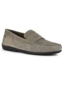 Mokassin Geox "U ASCANIO C", Herren, Gr. 46, grau, Veloursleder, unifarben, Schuhe Mokassin, Loafer, Pennyloafer, Slipper zum bequemen Schlupfen