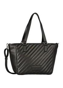 Shopper Tom Tailor "Mirela", Damen, Gr. B/H/T: 44cm x 26,5cm x 15cm, schwarz, Polyurethan, Taschen Shopper, weich wattiert und elegant in trendigen Formaten