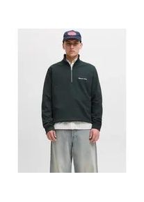 Jack & Jones Sweatshirt JACK & JONES "JORNORREBRO EMB SWEAT HIGH NECK SN", Herren, Gr. M, schwarz (forest river), angeraute Sweatware, Obermaterial: 89% Baumwolle, 11% Polyester, bedruckt, unifarben, relaxed fit normal, hoch geschlossener Ausschnitt, Rippb&uuml;ndchen, Sweatshirts Sweatshirt