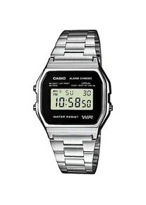 Chronograph Casio VINTAGE, silber (silberfarben, schwarz), Armbanduhren, Damen, Chronograph, Quarzuhr, Armbanduhr, Damenuhr, Herrenuhr, Digitaluhr,Edelstahlarmband