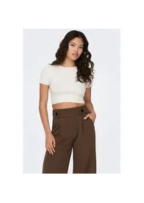 Jacqueline de Yong Kurzarmpullover JDY "JDYCIRKELINE S/S CROP TOP KNT NOOS", Damen, Gr. S, wei&szlig; (cloud dancer), Strick, Obermaterial: 80% Viskose, 20% Nylon, unifarben, Rundhals, Pullover