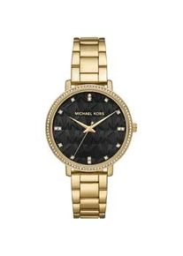 Quarzuhr Michael Kors "PYPER", gelbgoldfarben, schwarz, Armbanduhren, Damen, Quarzuhr, Armbanduhr, Damenuhr, Edelstahlarmband, analog, Glassteine