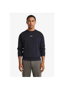 Sweatshirt BOSS Green "Stenson", Herren, Gr. XXL, blau (dunkelblau403), Sweatware, Obermaterial: 62% Baumwolle, 33% Polyester, 5% Elasthan, unifarben, oversize normal, Rundhals, B&uuml;ndchen, Sweatshirts Sweatshirt, oversize fit, Rundhalsausschnitt