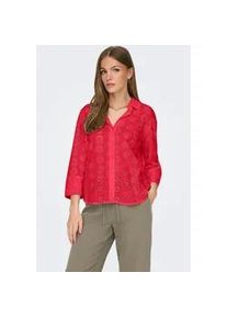 Jacqueline de Yong Hemdbluse JDY "JDYTALLIE 3/4 LONG SHIRT WVN NOOS", Damen, Gr. XS, ski patrol, Spitze, Obermaterial: 100% Baumwolle, unifarben, regular fit Po-bedeckend, angesetztes B&uuml;ndchen, Blusen Hemdbluse, mit Lochstickerei-Detail