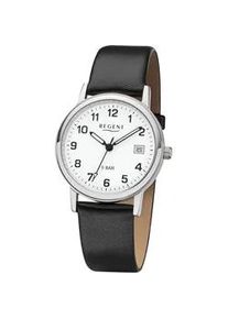 Regent Uhren Quarzuhr REGENT "F791 - 15954019", schwarz, Armbanduhren, Damen, Quarzuhr, Armbanduhr, Damenuhr, Datum, Leuchtzeiger, Lederarmband