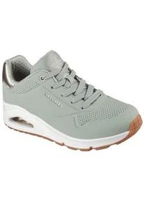 Sneaker Skechers "UNO GOLDEN AIR", Damen, Gr. 35, gr&uuml;n (sage gr&uuml;n), Lederimitat, Schuhe Sneaker, Freizeitschuh, Halbschuh, Schn&uuml;rschuh mit Metallic-Einsatz, Topseller