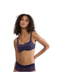 Balconette-BH Triumph "Body Make-Up Illusion Lace", Damen, Gr. 90, Cup D, blau (prussian blau), Microtouch, Obermaterial: 51% Polyamid, 37% Polyester, 12% Elasthan, BHs Balconette-BH, feine feminine Stretch-Spitze, Microfaser, verstellbare Tr&auml;ger