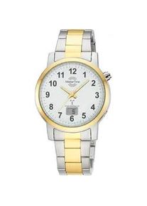 Funkuhr MASTER TIME "Basic", silberfarben, goldfarben, Armbanduhren, Herren, Funkuhr, Quarzuhr, Armbanduhr, Herrenuhr, Edelstahlarmband, analog, digital