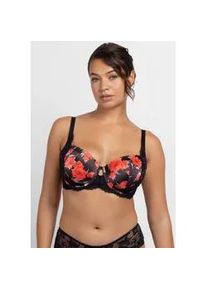 B&uuml;gel-BH Dorina "Anahi Floral", Damen, Gr. 95, Cup C, schwarz, Spitze, Obermaterial: 52% Polyester, 39% Polyamid, 9% Elasthan, bedruckt, BHs B&uuml;gel-BH, mit Blumen-Design, Spitzendetails, Satin, Mesh