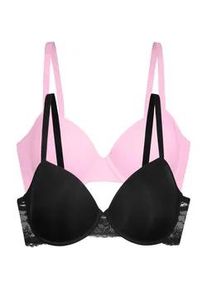 B&uuml;gel-BH Dorina "Willa", Damen, Gr. 90, Cup G, schwarz, pink, Obermaterial: 57% Polyamid, 33% Polyester, 10% Elasthan, BHs B&uuml;gel-BH, gepolsterte Cups, Spitze, uni