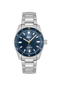 Quarzuhr Lacoste "BOSTON", silber (silberfarben, blau), Armbanduhren, Herren, Quarzuhr, Armbanduhr, Herrenuhr, Edelstahlarmband, analog