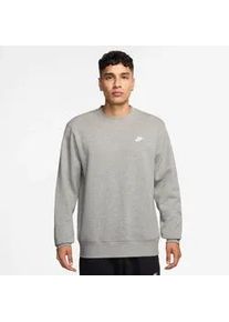 Sweatshirt Nike SPORTSWEAR "Nike Club Men's Fleece Crew", Herren, Gr. XL, dk grau heather, wei&szlig;, Obermaterial: 80% Baumwolle, 20% Polyester, Sweatshirts Sweatshirt, sportlicher Stil, aus Baumwolle und Polyester