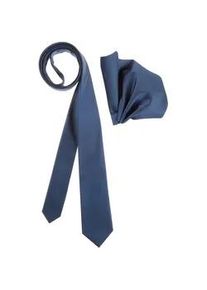 Krawatte Bruno Banani, Herren, blau, Satin, Kunstfaser, leicht gl&auml;nzend, unifarben, Krawatten, inklusive Einstecktuch