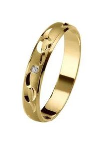 Trauring Firetti "Schmuck Geschenk Gold 375 Hochzeit Ehering Trauring "LIEBE" Gr. 21, gold (gelbgoldfarben), Fingerringe, Damen, 21, 0,01 SI = kleine Einschl&uuml;sse mit Brillant, Gelbgold 585, 3,5mm, Trauring, Made in Germany, wahlweise mit oder ohne Brillant