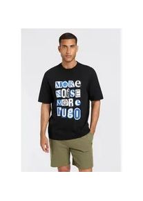 HUGO BOSS T-Shirt HUGO BLUE "Notix", Damen, Gr. M, schwarz (schwarz001), Single Jersey, Obermaterial: 100% Baumwolle, unifarben, regular fit h&uuml;ftlang, Rundhals, Shirts T-Shirt, mit gro&szlig;em Druck