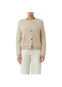 Strickjacke comma, Damen, Gr. 38, beige, Strick, Obermaterial: 50% Wolle, 30% Polyamid, 20% Modal, unifarben, h&uuml;ftbedeckend, tiefer V-Ausschnitt, Flachstrickb&uuml;ndchen, Strickjacken Strickjacke