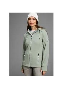 Fleecejacke Kangaroos, Damen, Gr. 36/38, gr&uuml;n (gr&uuml;n, grau), Fleece, Obermaterial: 100% Polyester, kontrastfarbene Details, unifarben mit Farbeinsatz, bequem h&uuml;ftbedeckend, Jacken Fleecejacke, figurbetonte Passform, mit Kapuze und Kordelzug, &Uuml;bergangsjacke