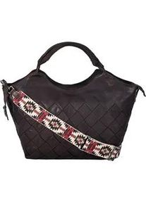 Handtasche Harbour 2nd "Venezia", Damen, Gr. B/H/T: 50cm x 33cm x 14cm, braun, Leder, Taschen Handtasche, Damen Umh&auml;ngetasche, Schultertasche, Tragetasche mit Flechtmuster