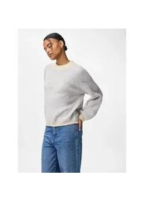 Rundhalspullover Pieces "PCJENNA LS O-NECK KNIT NOOS BC", Damen, Gr. XS, wei&szlig; (wei&szlig;cap gray detail:baby lavender), Strick, Obermaterial: 79% Polyester, 13% Polyacryl, 5% Wolle, 3% Elasthan, gemustert, regular fit normal, Rundhals, Rippstrickb&uuml;ndchen, Pullover Rundhalspullover