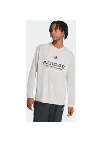 Sweatshirt Adidas SPORTSWEAR "M TIRO LSJSY Q4", Herren, Gr. L, metallicl grau, Obermaterial: 100% Polyester, Rundhals, angesetztes B&uuml;ndchen, Sweatshirts Sweatshirt