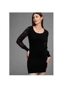 Strickkleid Bruno Banani, Damen, Gr. 44, N-Gr, schwarz, Strick, Obermaterial: 70% Viskose, 30% Polyamid, gebl&uuml;mt, unifarben, Kleider Strickkleid, aus Feinstrick mit edlen Spitzen&auml;rmeln