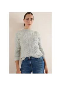 Strickpullover Cecil, Damen, Gr. XXL (46), metal grau melange, Strick, Obermaterial: 37% Baumwolle, 34% Polyacryl, 26% Polyester, 3% Elasthan, Zopfmuster, meliert, regular fit h&uuml;ftbedeckend, hoch geschlossener Ausschnitt, Rippstrickb&uuml;ndchen, Pullover Strickpullover, mit Turtle Neck, Zopfmuster