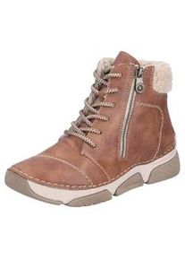 Winterboots Rieker, Damen, Gr. 36, braun (hellbraun, beige), Lederimitat, Textil, Schuhe Winterboots, Schn&uuml;rboots, Stiefelette, Casual-Boots mit Rei&szlig;verschluss au&szlig;en