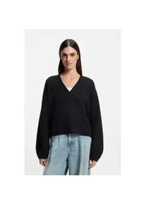 Strickpullover BOSS ORANGE "Fiti Premium Damenmode", Damen, Gr. M (38), dunkelblau 408, Strick, Obermaterial: 58% Polyamid, 21% Alpaka, 21% Wolle, unifarben, normal, V-Ausschnitt, Pullover Strickpullover, mit V-Ausschnitt