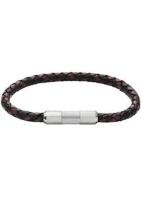 Armband Fossil "Schmuck Geschenk Edelstahl Leder KNOX", schwarz (edelstahlfarben, schwarz, braun), Armb&auml;nder, Damen, 21,5cm, Edelstahl Leder, Edelstahl, Leder, Armband