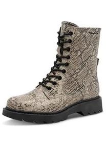 Schn&uuml;rstiefelette Tamaris, Damen, Gr. 38, beige snake, Textil, Reptilienpr&auml;gung, Schuhe Schn&uuml;rstiefelette, Blockabsatz, Schn&uuml;rboots mit trendiger Pr&auml;gung
