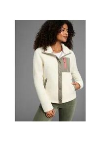 Fleecejacke Kangaroos, Damen, Gr. 46, gr&uuml;n (beige khaki), Fleece, Obermaterial: 100% Polyester. &Auml;rmelfutter: 100% Polyester, kontrastfarbene Details, unifarben mit Farbeinsatz, relaxed fit h&uuml;ftlang, Jacken Fleecejacke, &Uuml;bergangsjacke kurze Fleecejacke Teddy-Fleece Druckkn&ouml;pfen