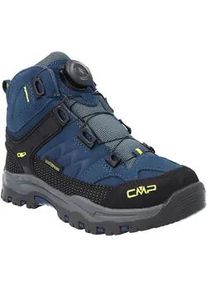 Outdoorschuh CMP "KIDS KIRUNA MID FITGO WP TREKKING SHOES", Kinder, Gr. 28, gelb (blau ink, gelb), Leder, Schuhe Outdoorschuh, wasserdicht