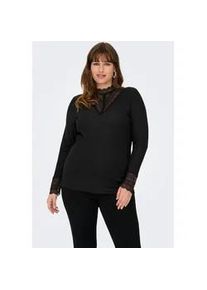 Langarmshirt Only CARMAKOMA "CARTILDE GLITTER L/S HIGHNECK TOP NOOS", Damen, Gr. XL, schwarz (schwarz detail:tone in tone lurex), Jersey, Obermaterial: 100% Polyester, unifarben, regular fit h&uuml;ftlang, hoch geschlossener Ausschnitt, Shirts Langarmshirt