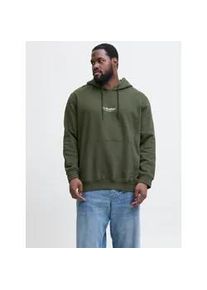 Jack & Jones PlusSize Kapuzensweatshirt "JJESOHO SWEAT HOOD NOOS PLS", Herren, Gr. 5XL, bunt (duffel bag), angeraute Sweatware, Obermaterial: 80% Baumwolle, 20% Polyester, JACK & JONES PLUSSIZE, bedruckt, regular fit, Rippb&uuml;ndchen, Sweatshirts, mit Logobranding