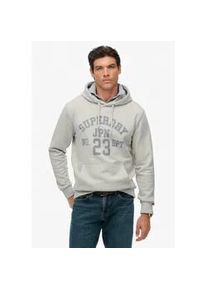 Kapuzensweatshirt Superdry "SD-ATHLETIC ESS HOODIE", Herren, Gr. M, grau (cadet grau mel), Sweatware, Obermaterial: 100% Seide, bedruckt, meliert, normal, Rundhals, Rippb&uuml;ndchen, Sweatshirts