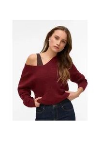V&eacute;ro Moda V-Ausschnitt-Pullover VERO MODA "VMCREWLEFILE LS V-NECK BLOUSE NOOS", Damen, Gr. S, syrah detail:melange, Strick, Obermaterial: 70% Polyacryl, 27% Nylon, 3% Elasthan, meliert, regular fit h&uuml;ftlang, V-Ausschnitt, Rippstrickb&uuml;ndchen, Pullover