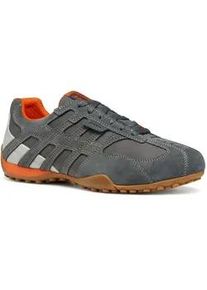 Schn&uuml;rschuh Geox "U SNAKE ORIGINAL", Herren, Gr. 44, orange (grau, orange), Synthetik, Veloursleder, kontrastfarbene Details, Basic, Schuhe Schn&uuml;rschuh, Sneaker mit Geox Spezial Membrane, Gr&ouml;&szlig;enschablone zum Download